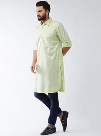 SOJANYA Men Green Solid Straight Kurta