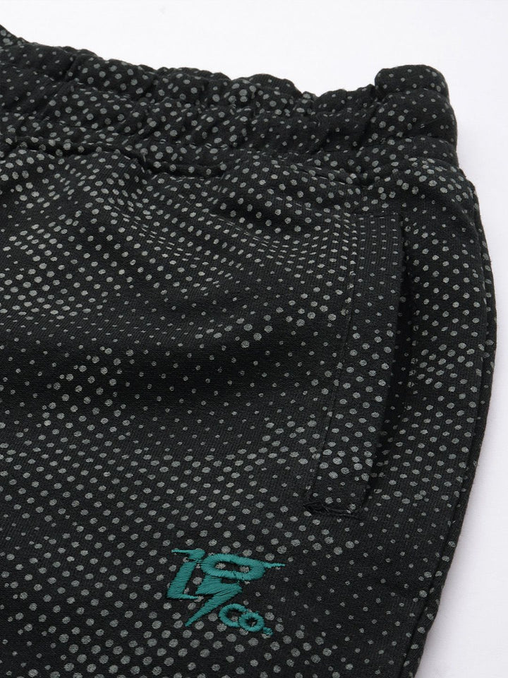 The Indian Garage Co Men Black and Grey Printed Slim Fit Joggers