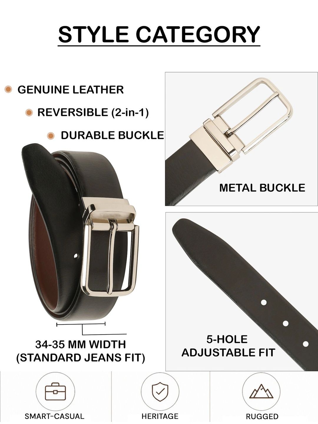 Teakwood Leathers Men Leather Reversible Formal Belt