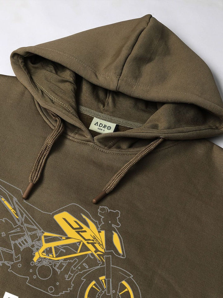 ADRO Men Printed Hooded Pullover Sweatshirt