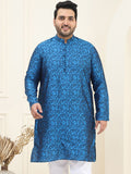 SOJANYA PLUS Men Plus Size Blue & Black Woven Design Straight Kurta
