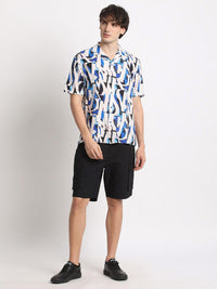 THE BEAR HOUSE Short Sleeves Spread Collar Opaque Printed Casual Shirt