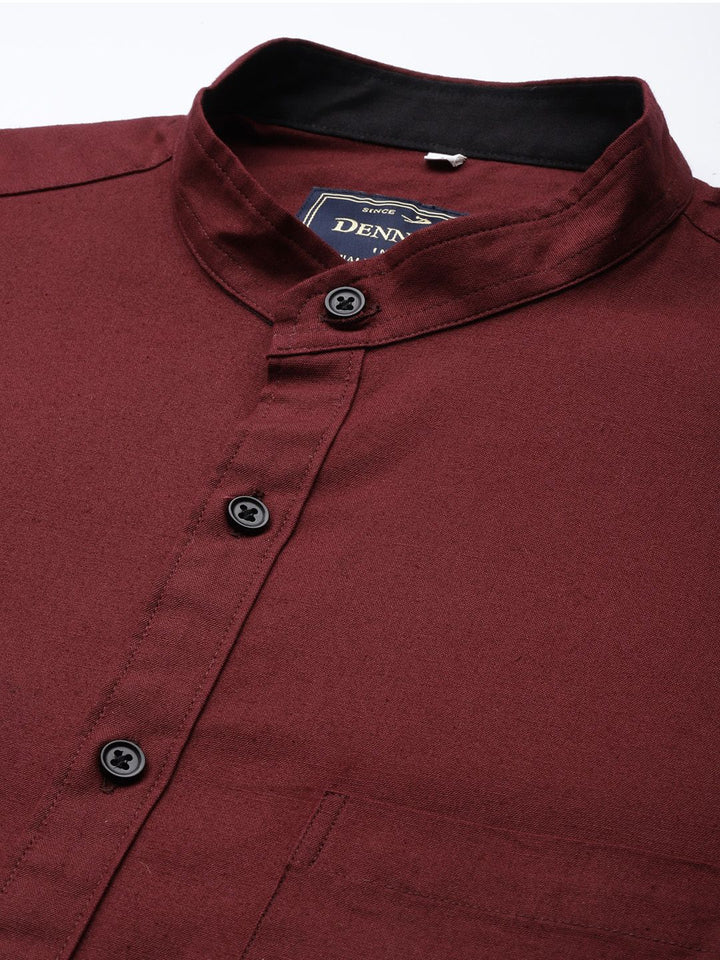 DENNISON Men Maroon Smart Slim Fit Casual Shirt