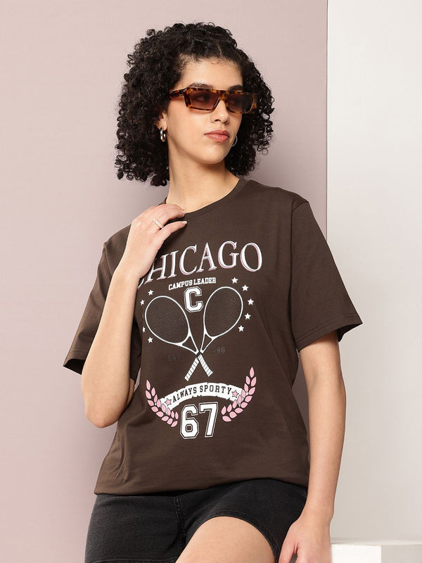 DILLINGER Wanita Bercetak T-shirt Bersaiz Besar Kapas Tulen