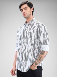 SPYKAR Men Slim Fit Opaque Abstract Printed Spread Collar Casual Shirt