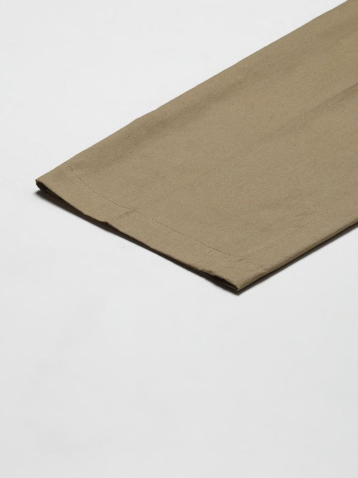 See Designs Men Khaki Solid Cotton Pyjamas