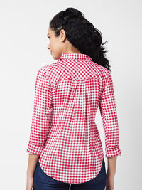 SPYKAR Women Gingham Checks Opaque Checked Casual Shirt