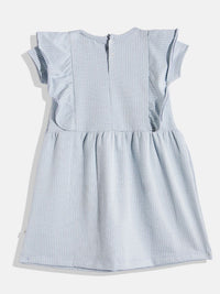 Happy Faces Girls Striped Ruffled Fit & Flare Pure Cotton Dress