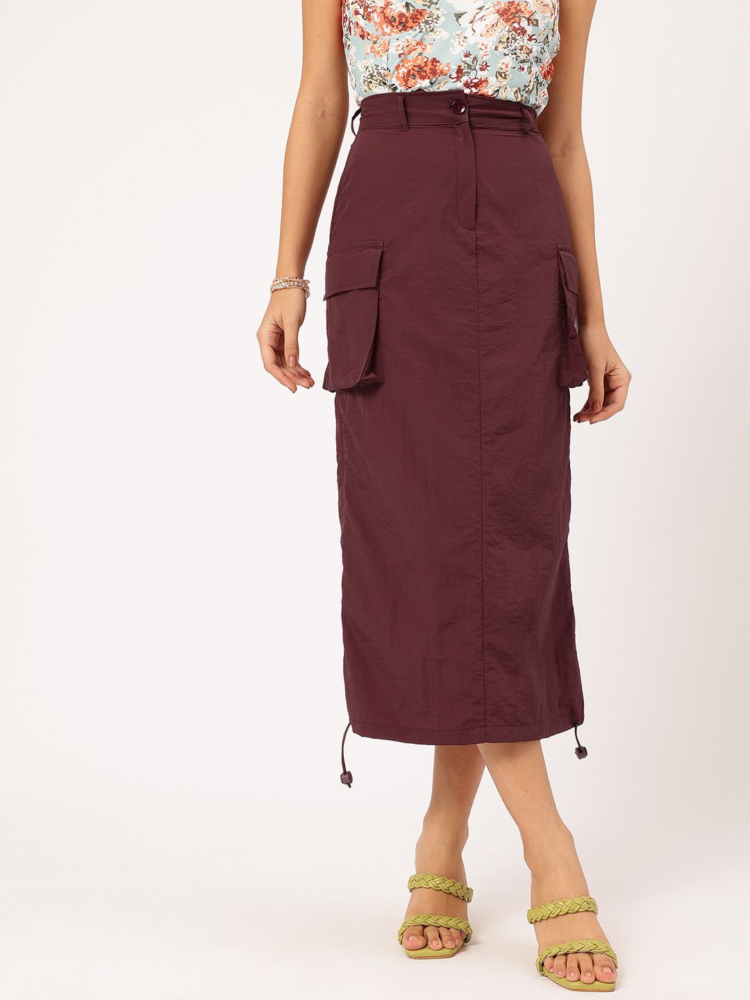 DressBerry Cute & Comfy Boxy Pocket Straight Midi Skirt