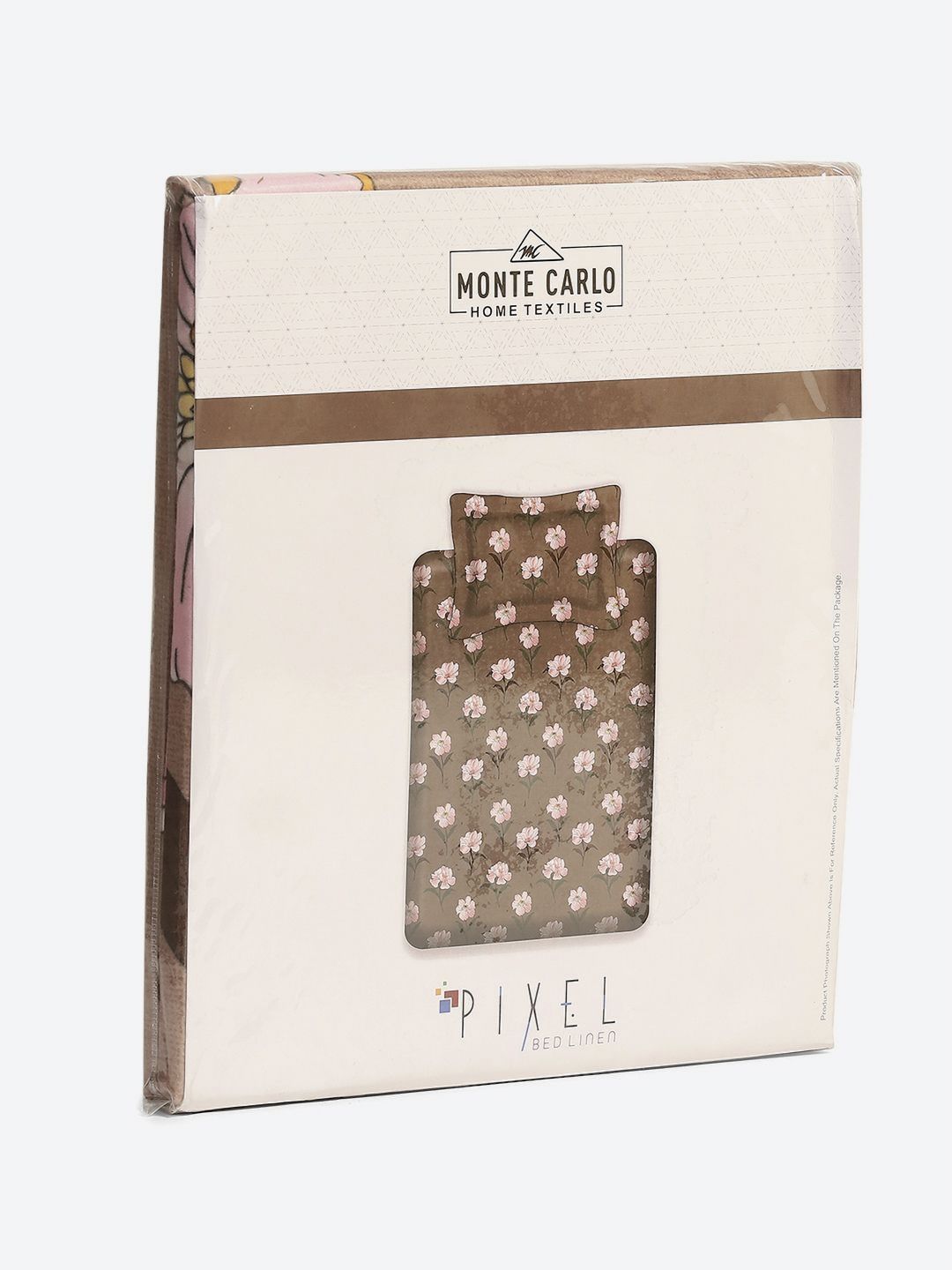 Monte Carlo Pixel Pink & Green Floral Printed 120 TC Single Bedsheet Set 1.52 m x 2.30 m