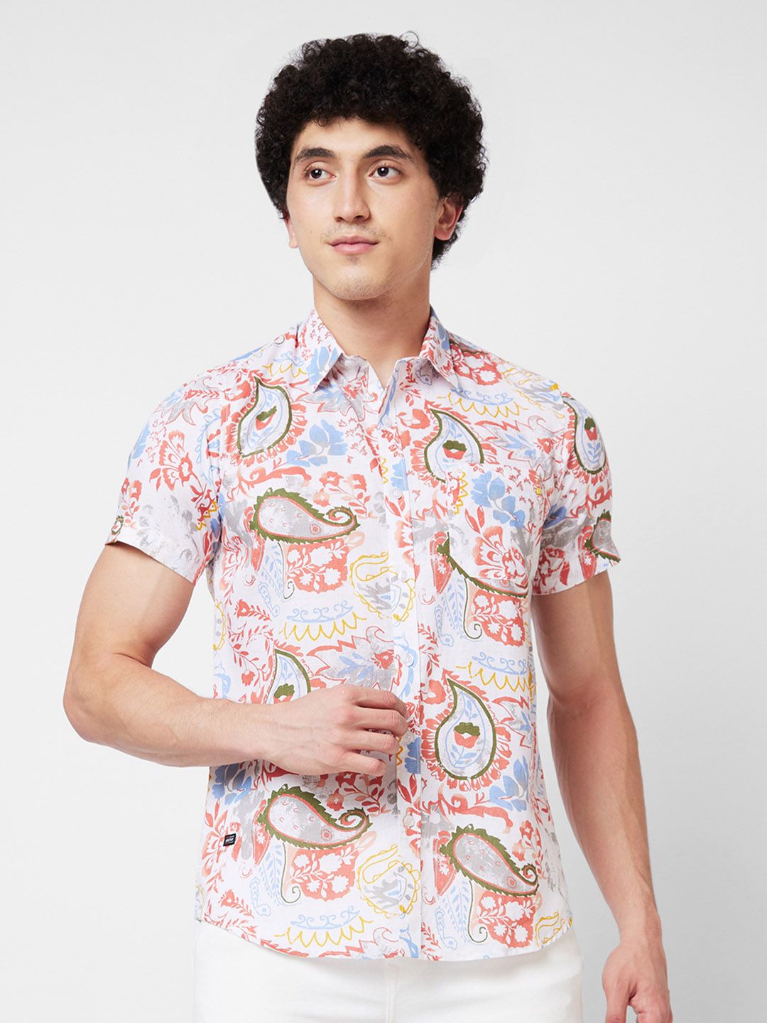 SPYKAR Ethnic Motifs Printed Cotton Casual Shirt