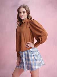 DressBerry Puff Sleeves Solid Shirt