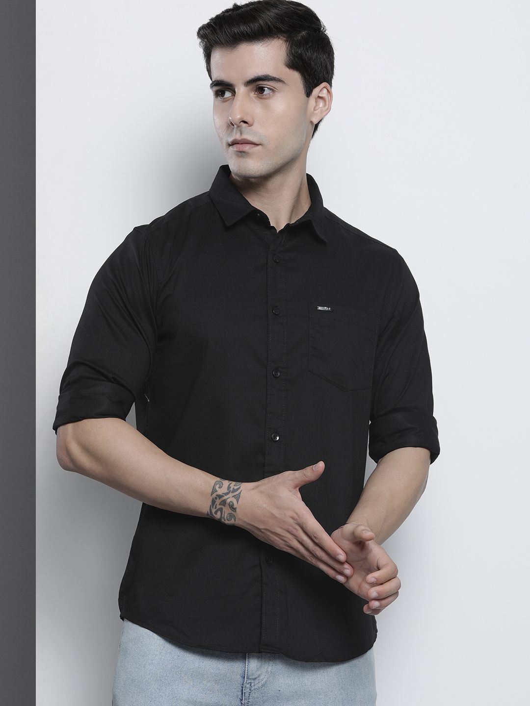 The Indian Garage Co Men Black Comfort Casual Shirt