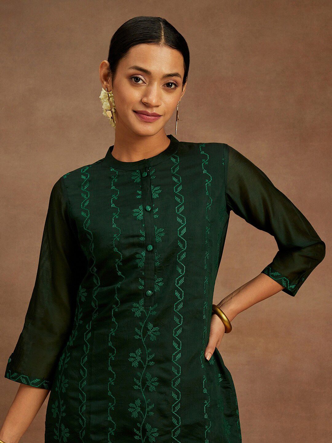 Libas Floral Embroidered Straight Kurta