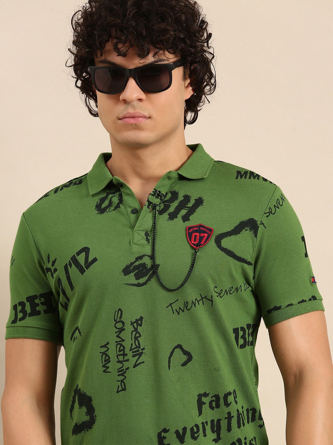 Being Human Brand Logo Printed Polo Collar Pure Cotton T-shirt