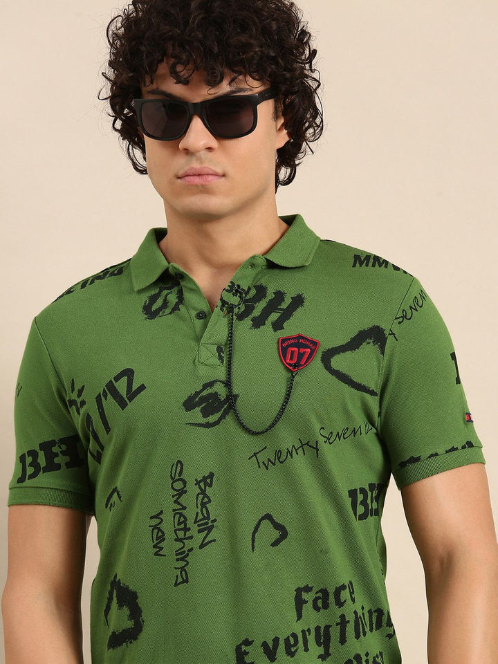 Being Human Brand Logo Printed Polo Collar Pure Cotton T-shirt