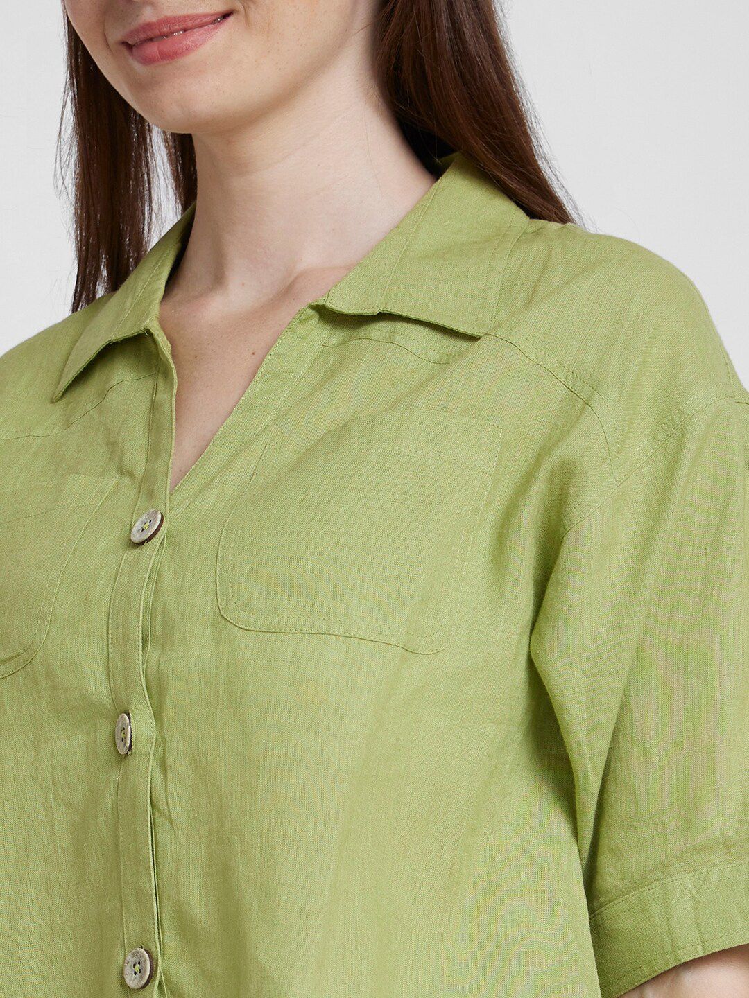 SPYKAR Classic Boxy Fit Opaque Linen Casual Shirt