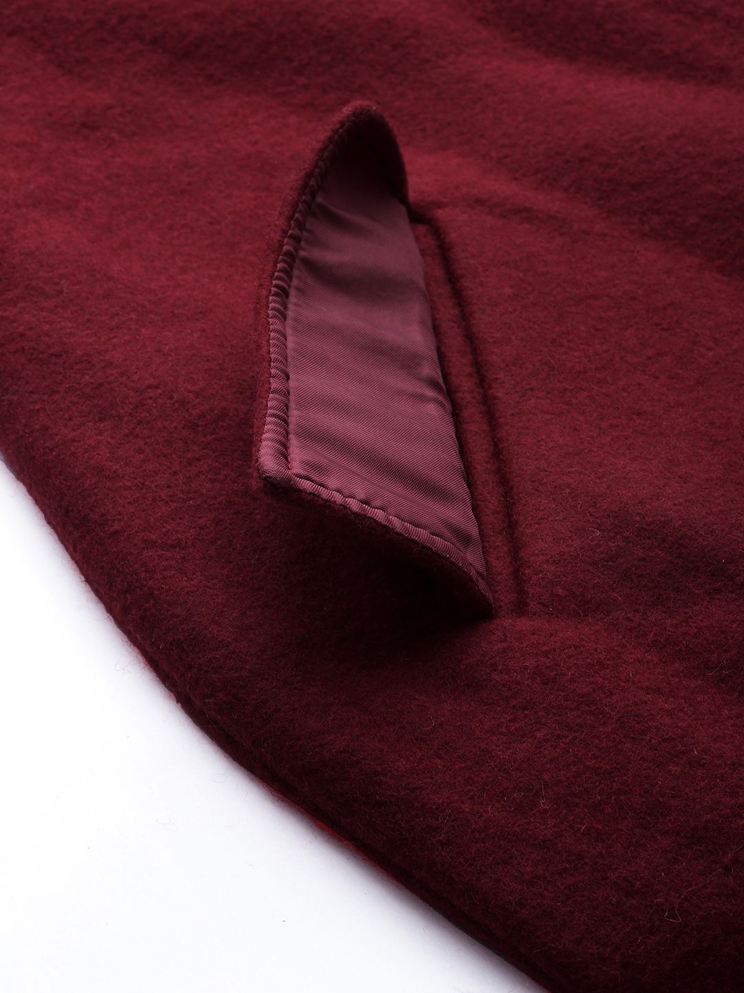 all about you Women Maroon Notched Lapel Single-Breasted Trench Coat