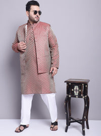 SOJANYA PLUS Ethnic Motifs Woven Design Regular Kurta With Pyjamas & Nehru Jacket