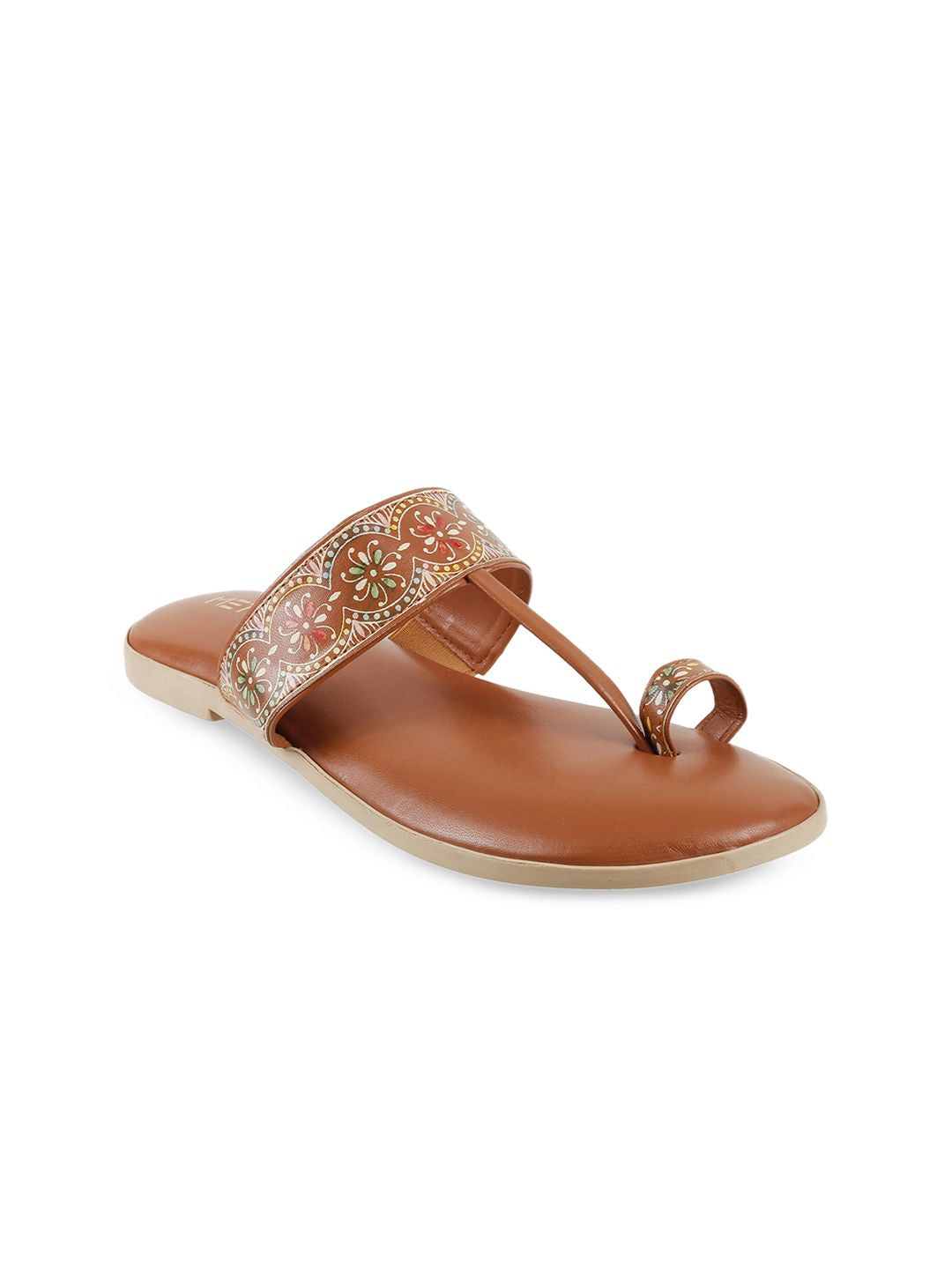 Metro Women Brown Printed One Toe Flats