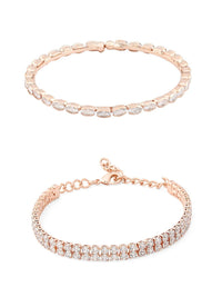 Set Mutiara Zaveri 2 Gelang Salutan Loyang Putih Cubic Zirconia Putih Bersalut Emas
