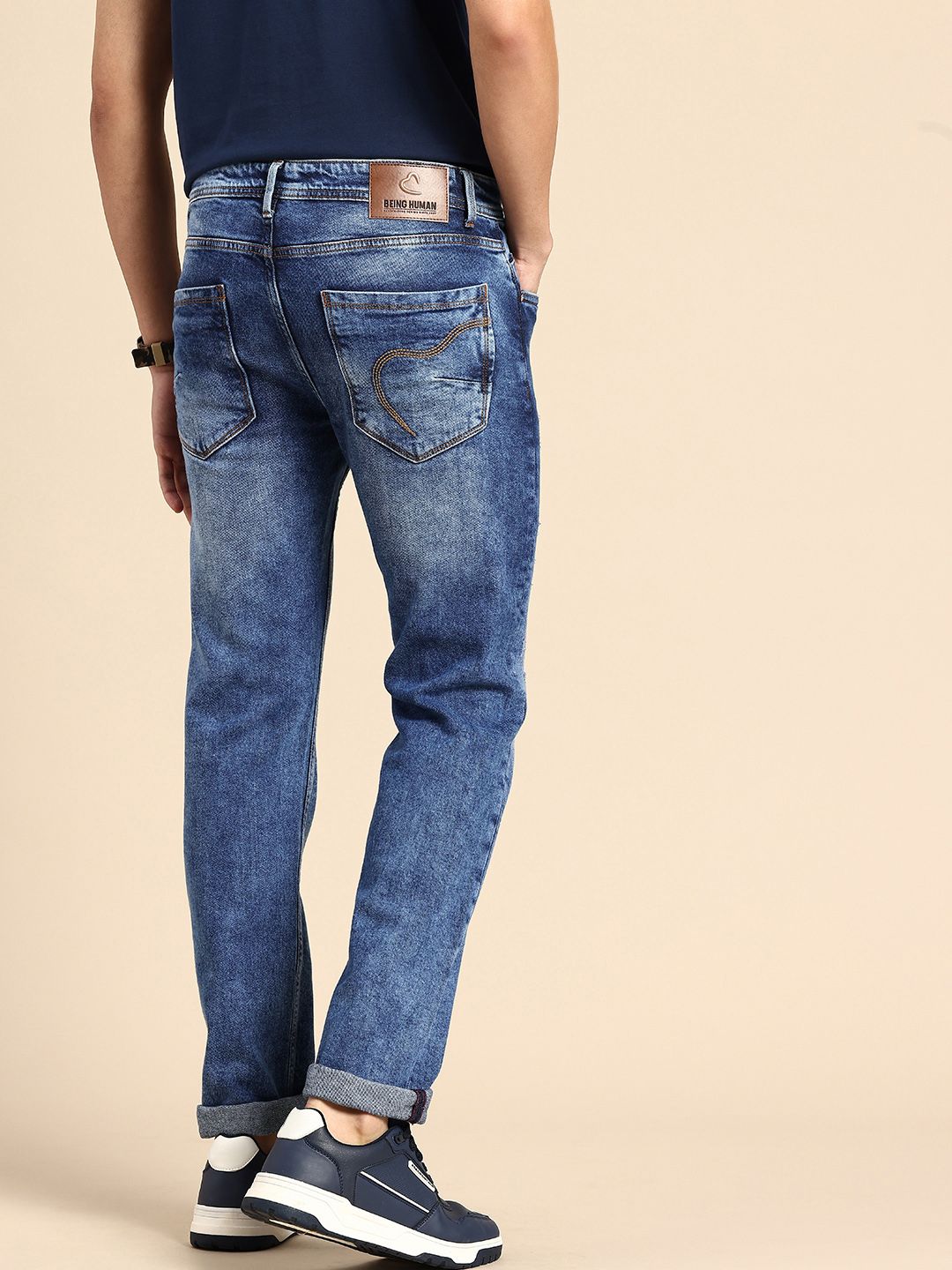 Being Human Men Krypton Straight Fit Low Distress Heavy Fade Stretchable Jeans