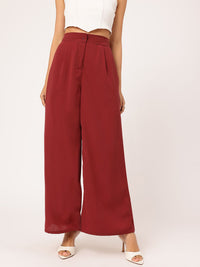 DressBerry Women High-Rise Pleated Flared Trousers