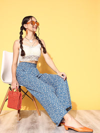 Berrylush Women Blue Floral Vacay Attire