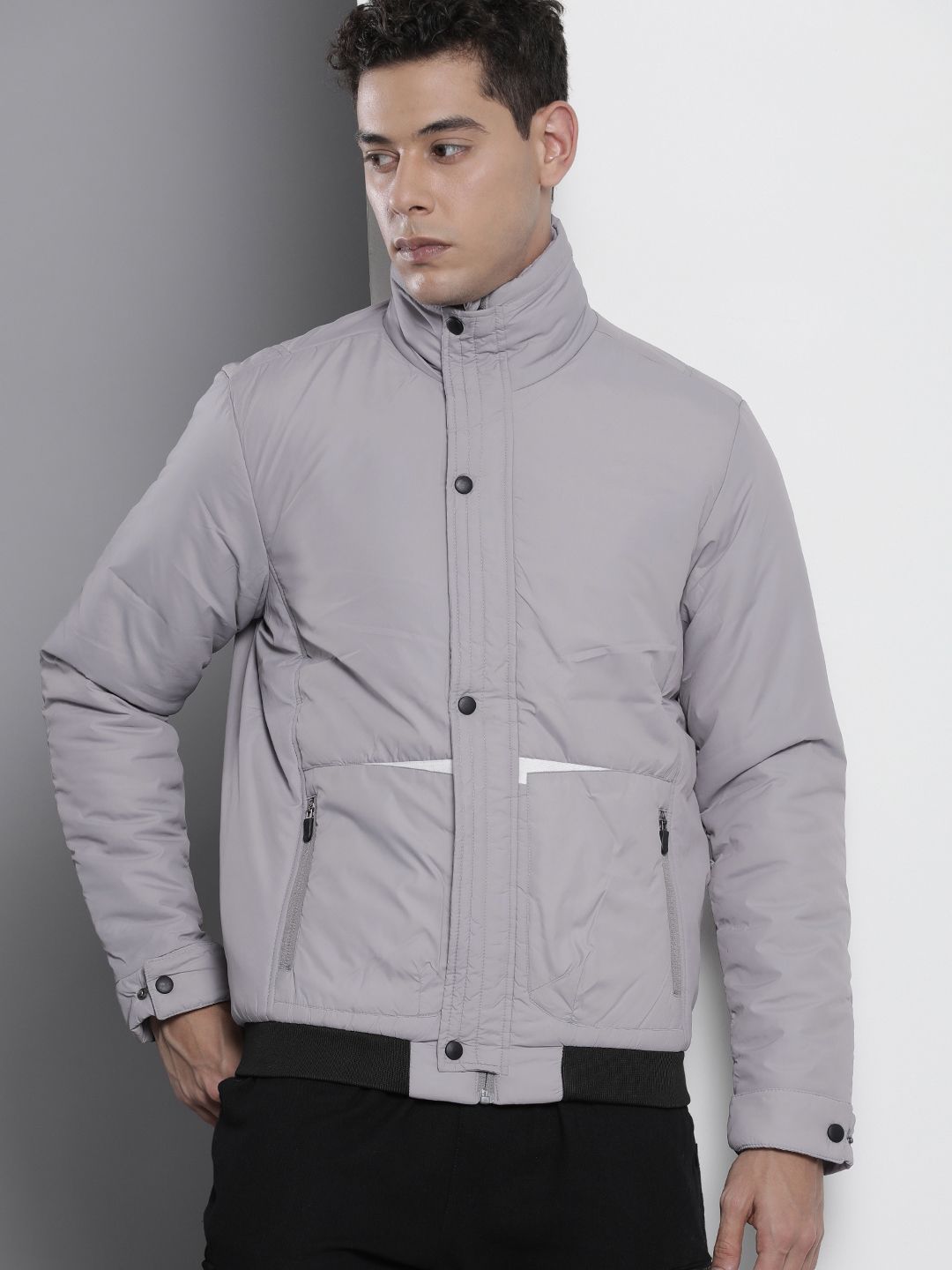 The Indian Garage Co Men Zip-Front Bomber Jacket with Zip Pockets