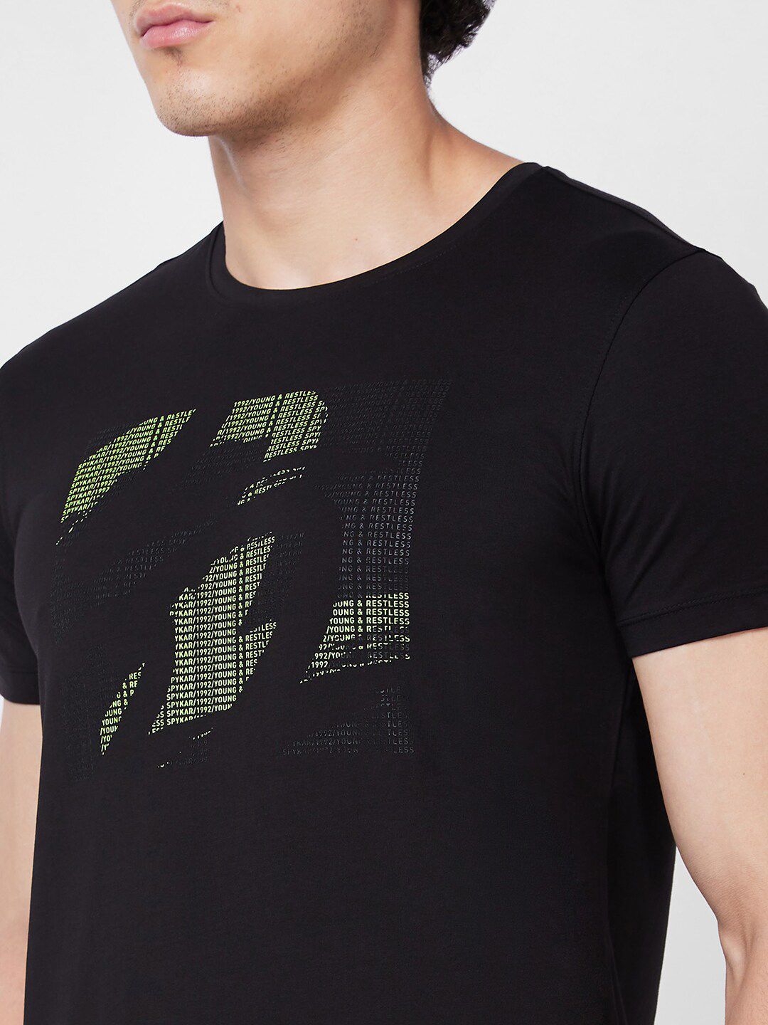 SPYKAR Printed Cotton Slim Fit T-shirt
