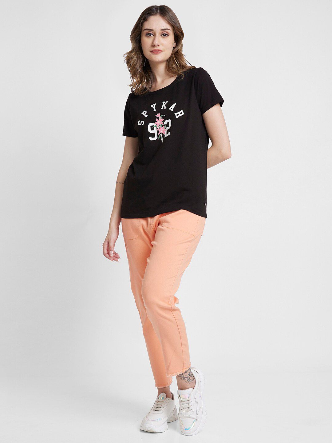 SPYKAR Typography Printed Cotton T-Shirt