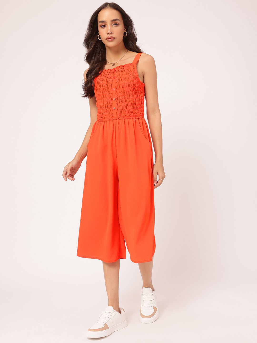 DressBerry Sunset Styles Smocked Culotte Jumpsuit