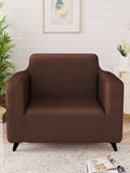 Story@home Brown Printed 1 Seater Stretchable Sofa Cover With Arms