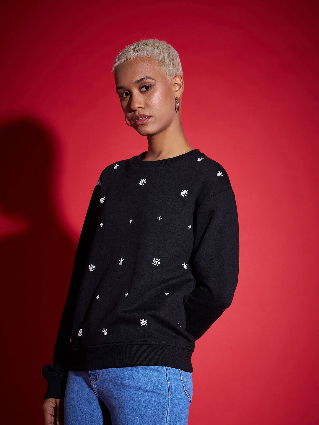 SASSAFRAS Black Embellished Sweatshirt