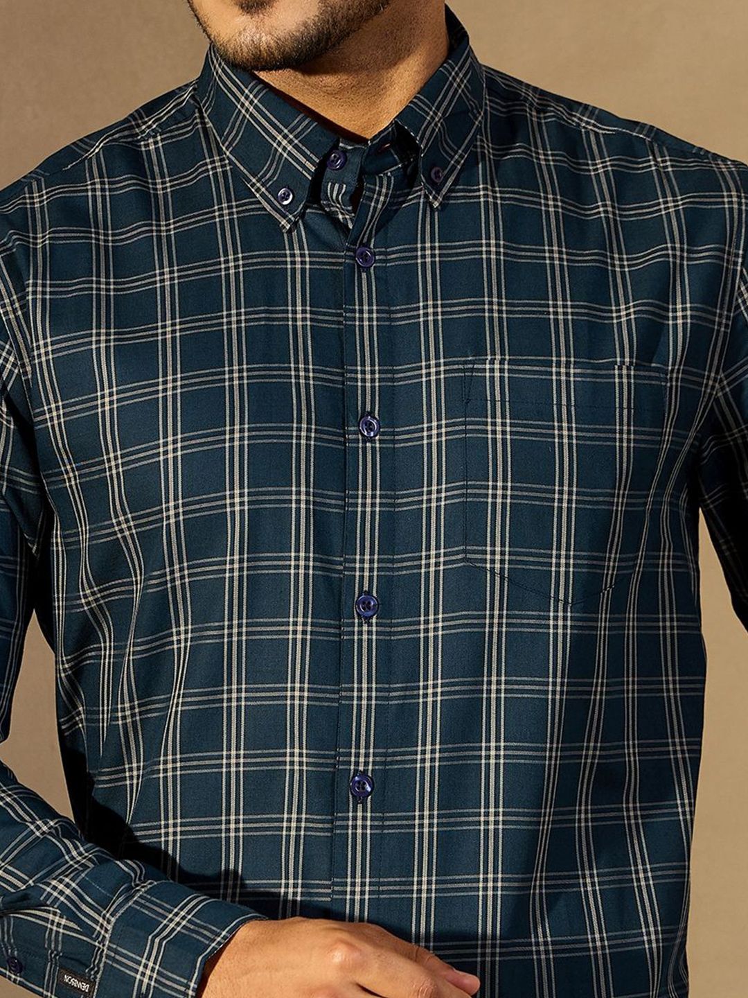 DENNISON Men Smart Tartan Checks Checked Formal Shirt
