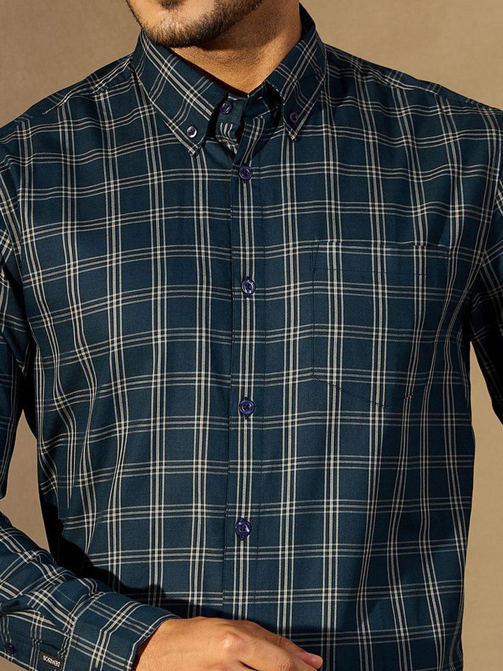 DENNISON Men Smart Tartan Checks Checked Formal Shirt