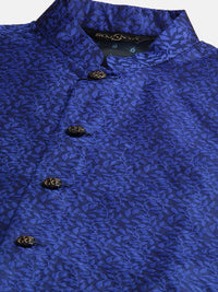 SOJANYA Men Mustard Yellow Jacquard Silk Kurta with Churidar & Nehru Jacket