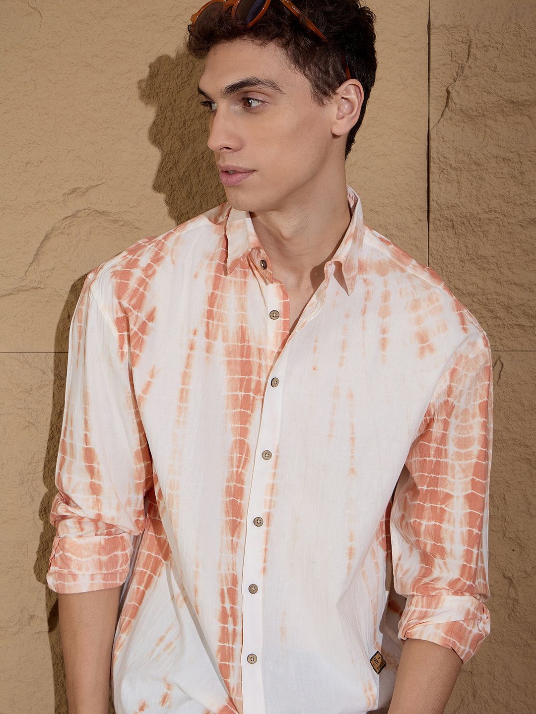 DENNISON Men Tie & Dye Oversized Cotton Casual Shirt