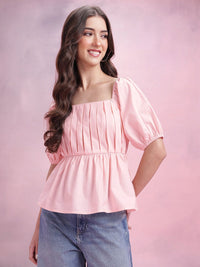 DressBerry Pleated Pure Cotton Styled Back Top