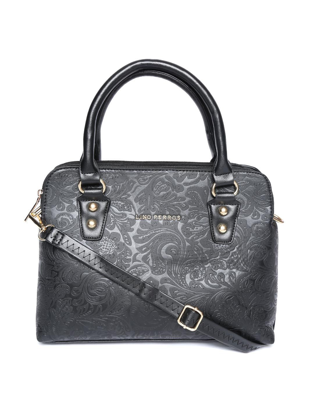 Lino Perros Black Textured Handheld Bag