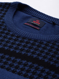 Raymond Men Blue & Black Houndstooth Sweater