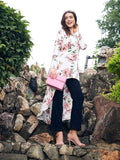 Berrylush White Floral Printed High-Low Longline Top
