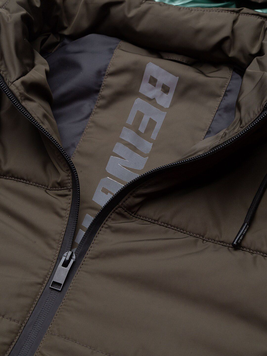 Being Human Men Olive Green Striped Longline Tailored Jacket