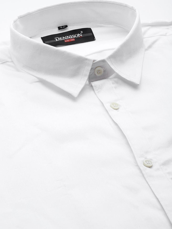 DENNISON Men White Smart Slim Fit Opaque Pure Cotton Formal Shirt
