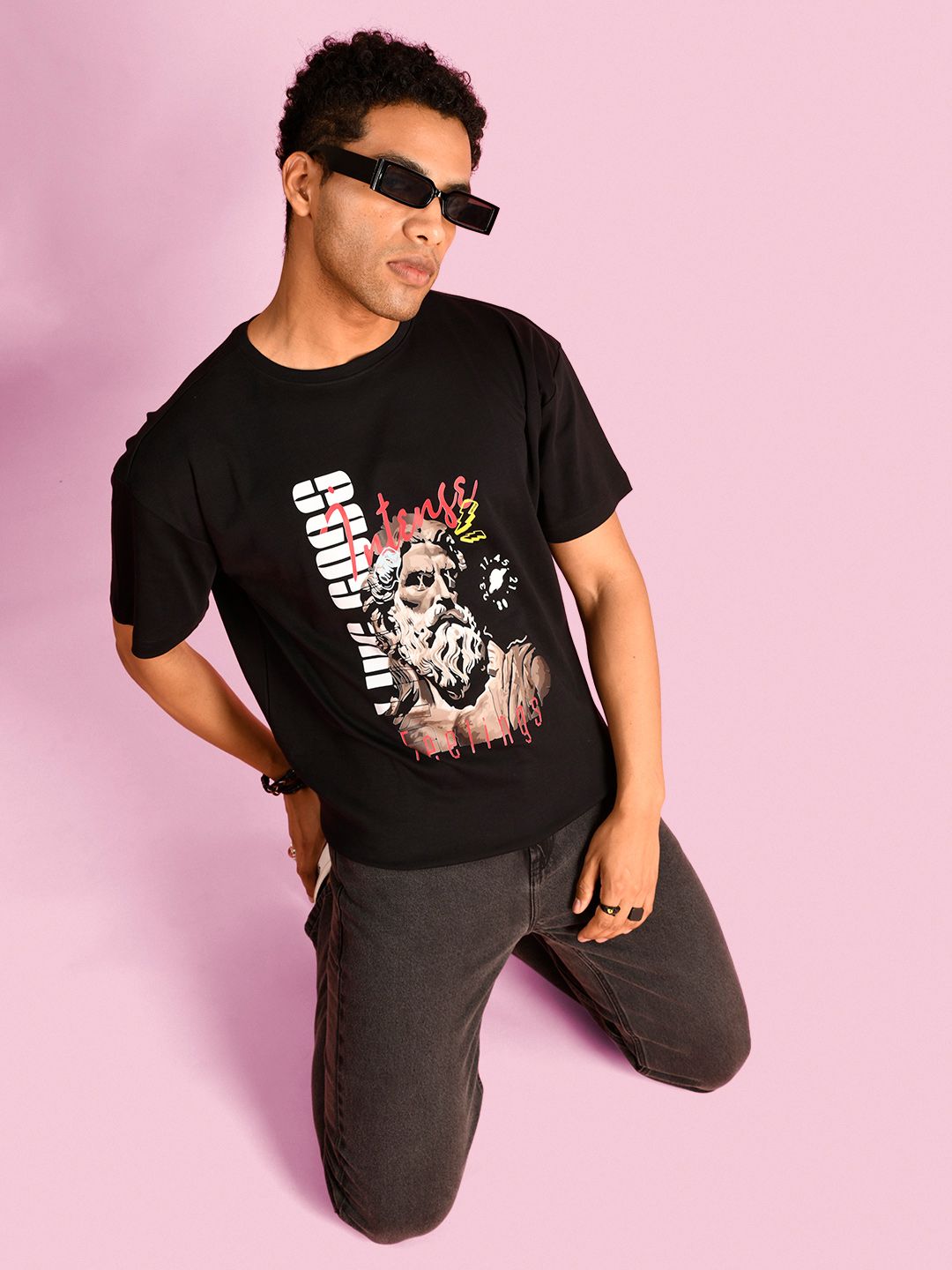 Bene Kleed Men Graphic Printed Round Neck Cotton Oversized T-shirt