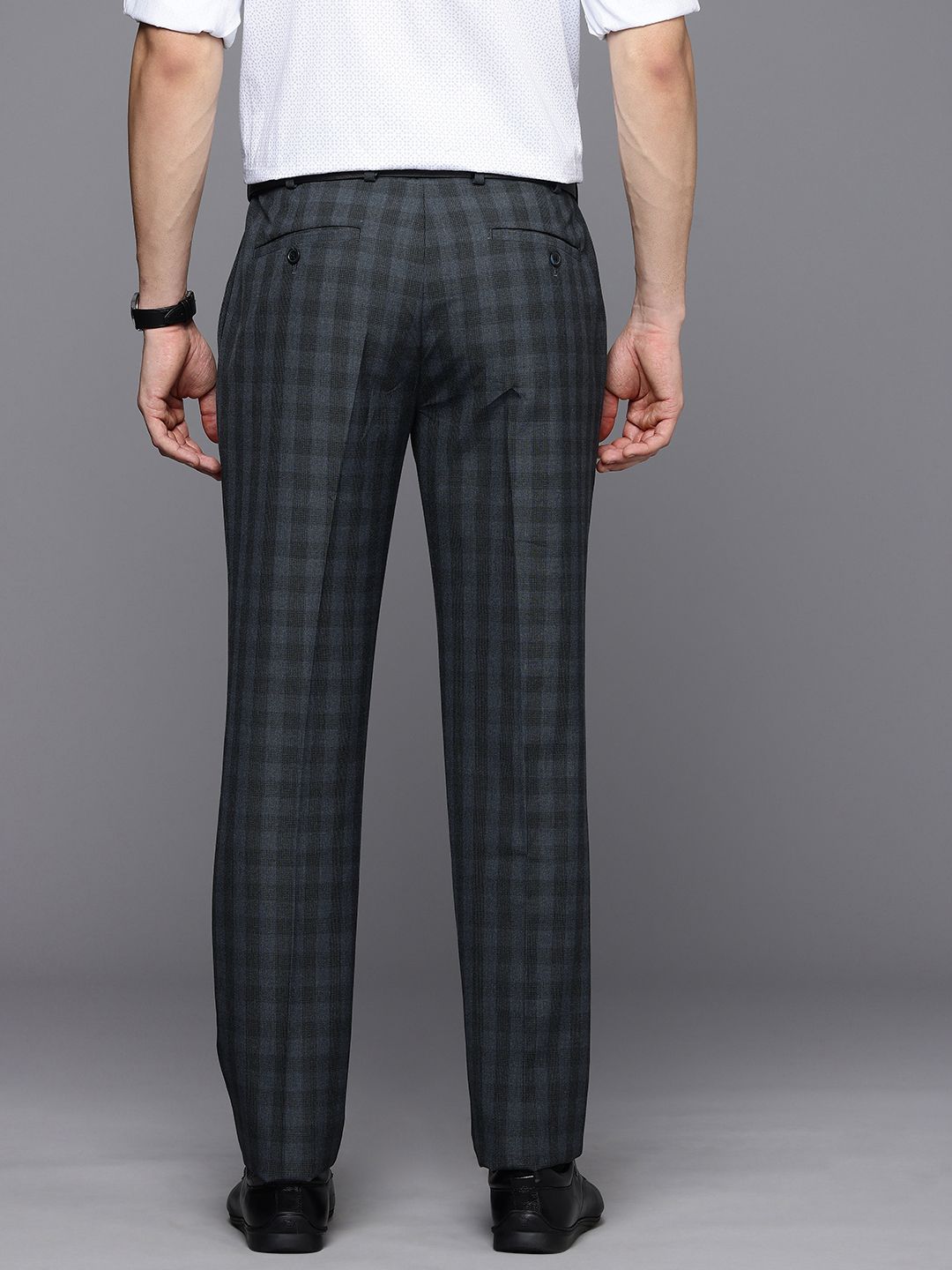 Raymond Men Checked Slim Fit Formal Trousers