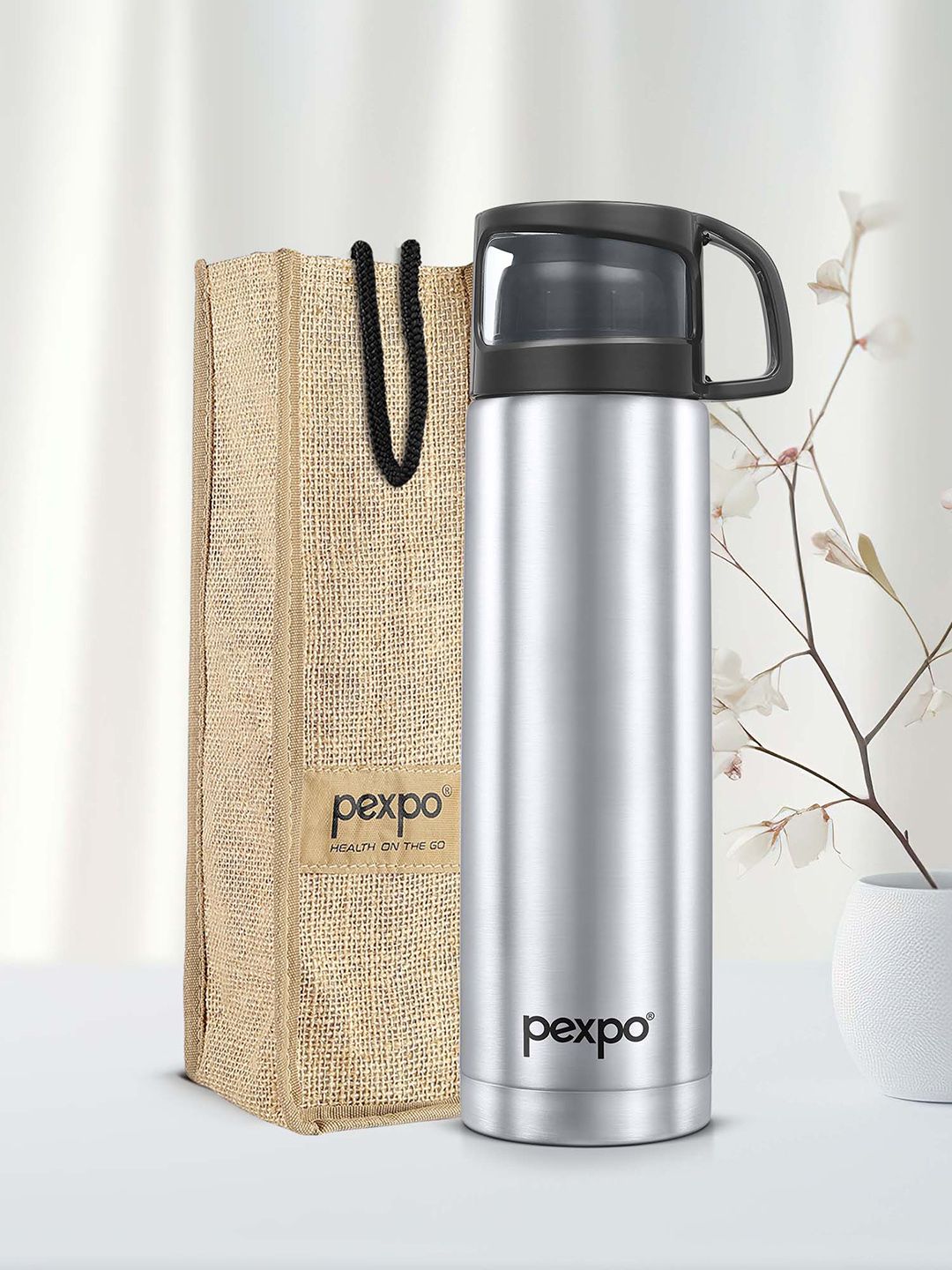 Pexpo Fererro Silver-Toned ISI Certified Thermosteel Hot flask Insulated Water Bottle 1L