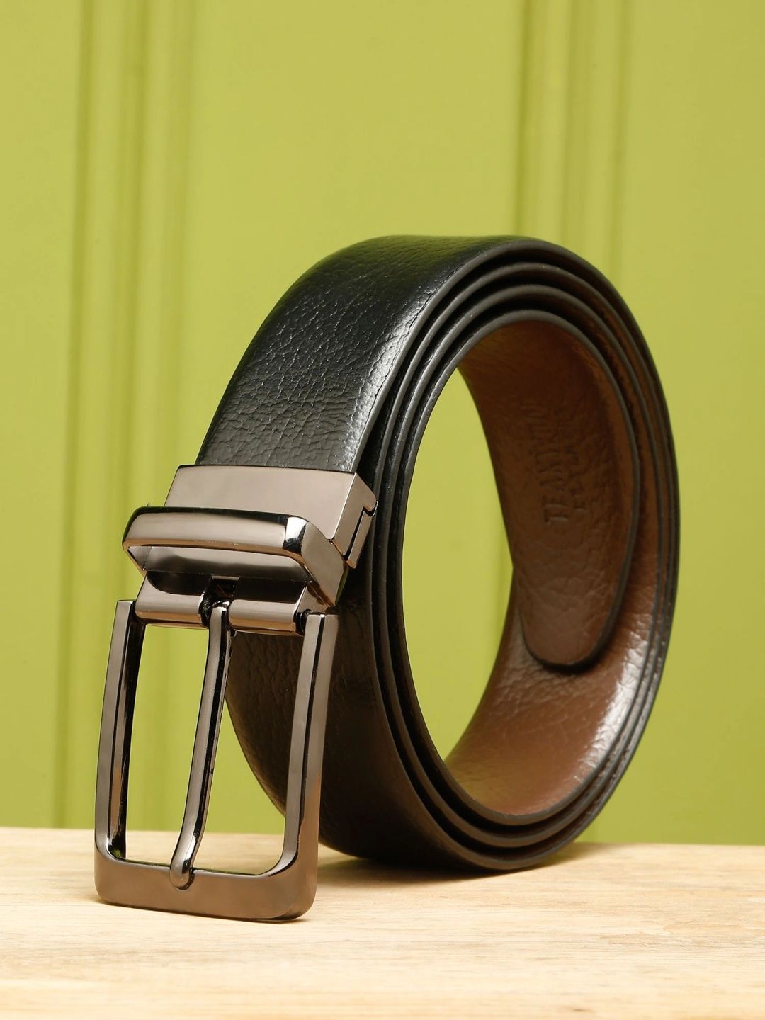 Teakwood Leathers Men Textured Leather Reversible Formal Belt