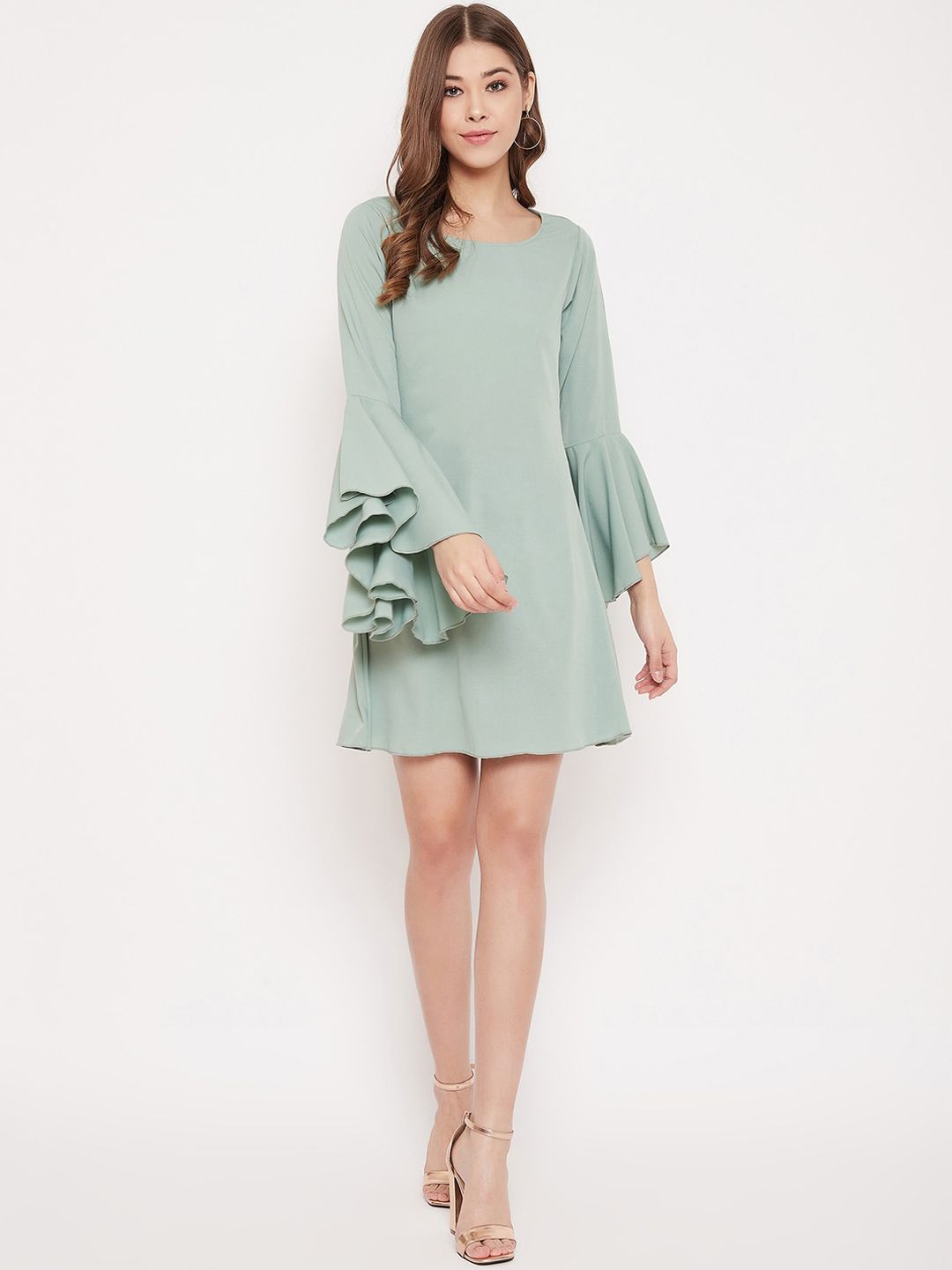 Berrylush Women Green Solid A-Line Dress