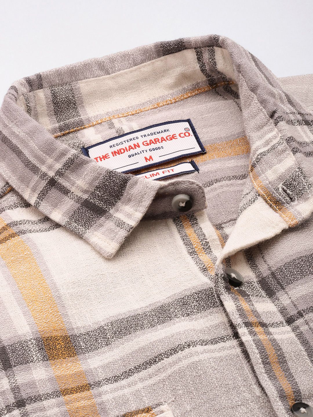 The Indian Garage Co Pure Cotton Slim Fit Checked Casual Shirt